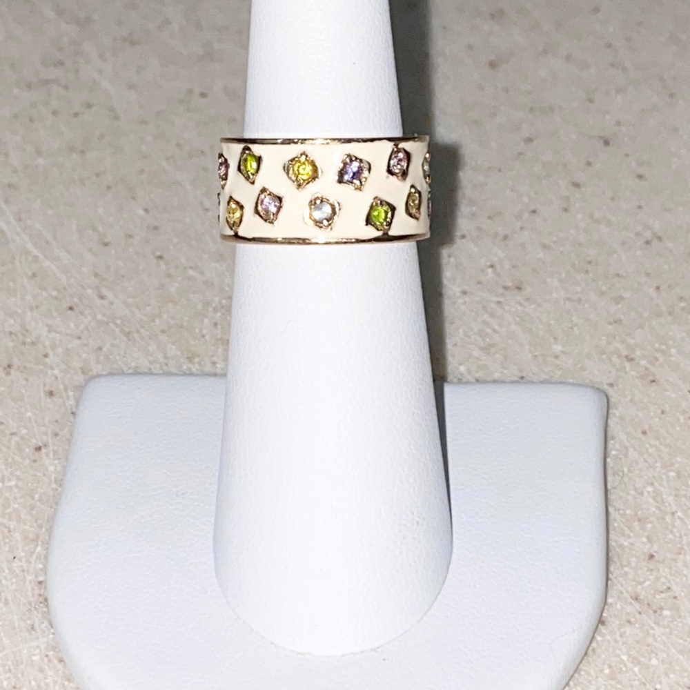 Sterling Silver Multi Color CZ White Band Ring Sz6